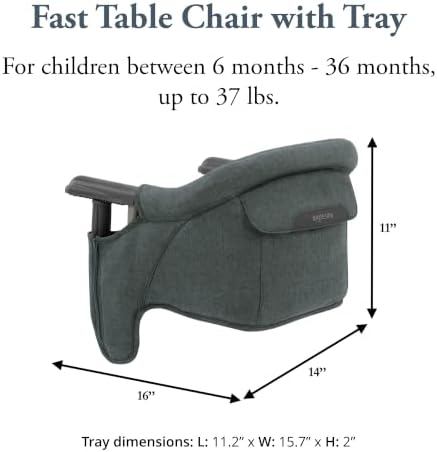 Inglesina Fast Table Chair - Charcoal Gray Melange + Fast Dining Tray - Portable Baby High Chair - for Babies & Toddlers up to 37 lbs - Fits Tables 0.8'' to 3.5'' Thick - Compact - Travel Bag Included - Image 3