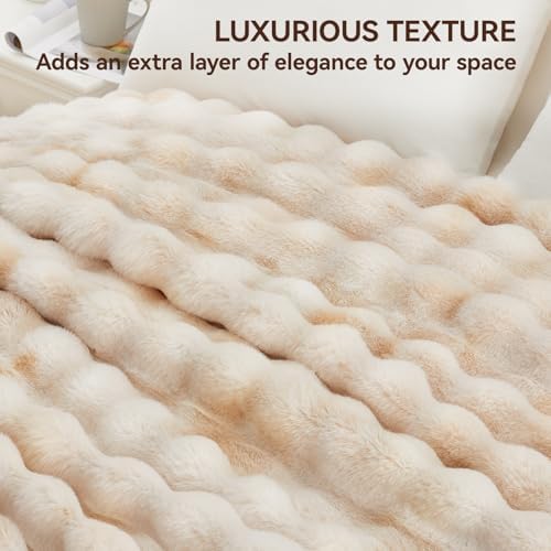 Anysay Faux Fur Throw Blanket,1000GSM Fluffy Soft Bubble Blanket 90''*104'' - Image 7