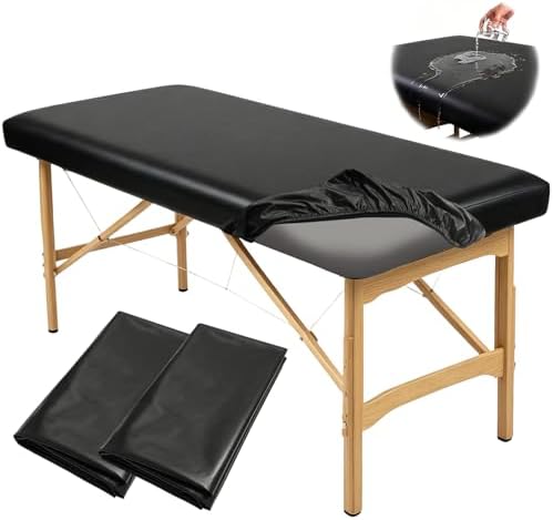 2 Pack Waterproof Massage Table Cover Stretch PU Leather Massage Bed Fitted Cover with Elastic Band 72 * 27.5 * 7 Inch Reusable Protection Sheets for Spa Lash Tattoo Beds by Unknown