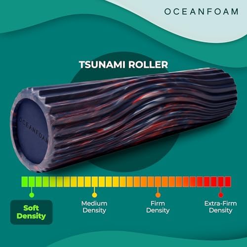 Oceanfoam Tsunami Roller (Dark Navy, Red & Natural Marbled) - Extra-Large, 26" x 5.9" - Soft, Textured Foam Roller for Physical Therapy, Back Pain, Exercise & Stretching - Yoga, Athletics, & Wellness - Image 4