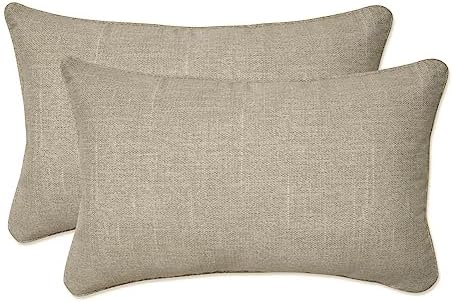 Pillow Perfect Tory Solid Indoor/Outdoor Lumbar Pillow Plush Fill, Weather and Fade Resistant, Lumbar - 11.5" x 18.5",, Ivory, 2 Count by PillowPerfect