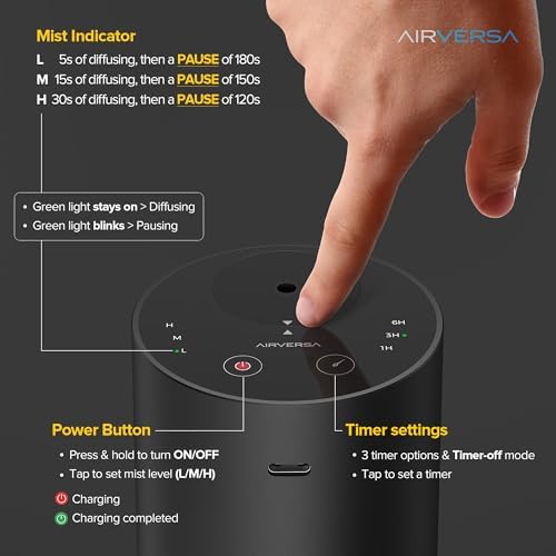Airversa ADX Waterless Essential Oil Diffuser Starter Kit, Black - Image 4