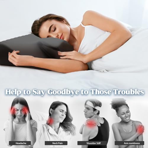Cervical Pillow for Neck Pain Relief, Cooling Contour Memory Foam Pillows Support Odorless Ergonomic Neck Pillow Adjustable Orthopedic Bed Pillow for Side Back Stomach Sleeper with Pillowcase,KK2 - Image 4