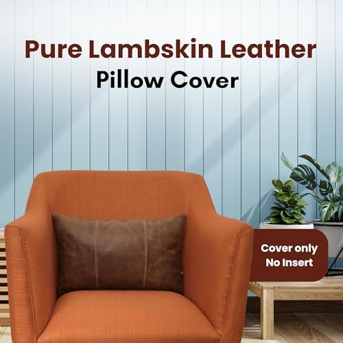 LL LEATHER LOVERS 100% Lambskin Leather Pillow Cover 12x20 Inch – Hand-Stitched Cushion Case with Hidden Zipper, Decorative Throw Cover for Sofa, Bed and Living Room - Chiku Brown Panel Pack of 2 - Image 2