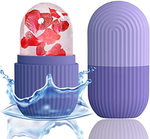 XHJRI Ice Face Roller Massager,Ice Cube Roller for Face, Eyes and Neck Naturally Conditioning and Skin Care,De-Puff Eye Bags,Reduce Migraine Pain,Reusable Massage Silicone Ice Mold (Purple) by XHJRIBringyourbabybestlif