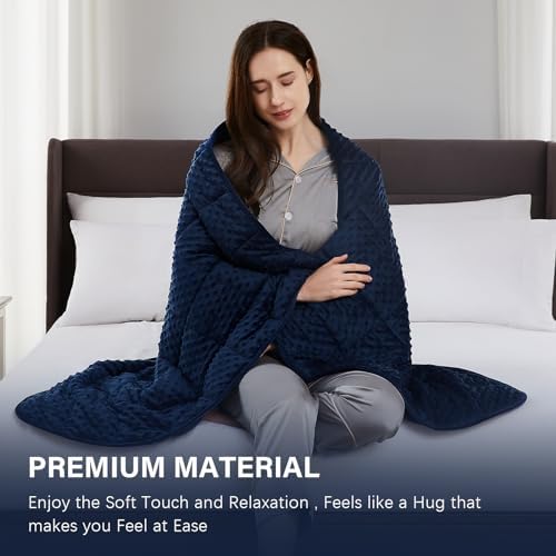 CuteKing Weighted Blanket - Weighted Blanket with Premium Glass Beads - Heavy Blanket Crystal Velvet for Comfort Sleep - Thick Blanket All Season (15lbs, 60"x80", Blue Bubble) - Image 2