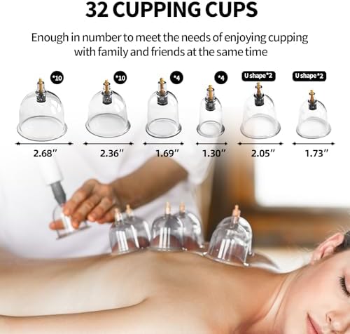 Cupluw Cupping Kit for Massage Therapy - 32 Cups Professional Chinese Cupping Set with Magnetics, Vacuum Cupping Therapy Set for Cellulite Reduction Muscle Pain Relief with Manual Pump - Image 4