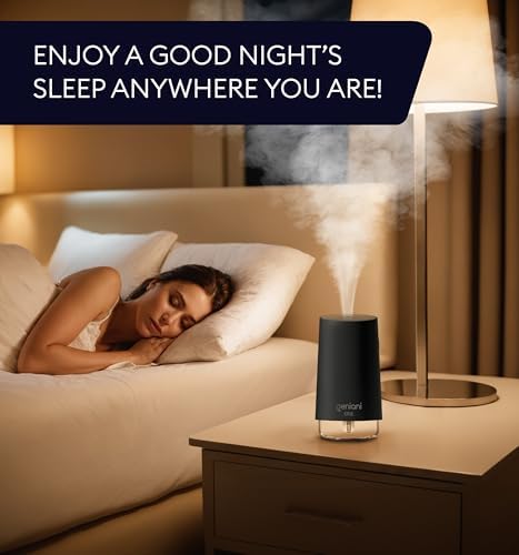GENIANI Portable Small Cool Mist Humidifier – USB Powered (Not Rechargeable), Compact Desktop Humidifier for Plants, Office, Baby Room – Auto Shut Off & Night Light – Black, 0.25L - Image 5