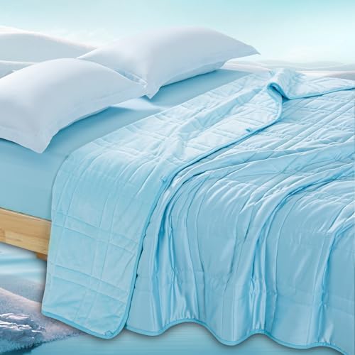 King Size Weighted Blanket 20lbs(88''x104'', Dual-Sided), Reversible King Weighted Blanket with Cozy Warm Velvet & Cooling Tencel Fabric for Adults & Couple All Season - Carry Bag Included, Lake Blue by OMYSTYLE