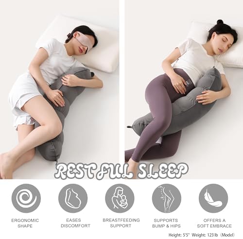 Peallow(Pat. Pend) – Long Round Body Pillow for Adults, Bolster Pillow for Sleeping, Soft and Supportive Pillow for Sleeping & Lumbar Support (Urban Grey, 29.5") - Image 5