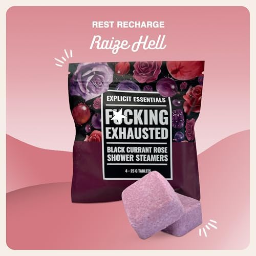 Explicit Essentials F Exhausted Shower Steamers | Black Currant Rose Aromatherapy Shower Steamer Tablets for Relaxation & Stress Relief | Spa Shower Gift for Self-Care, Birthdays & Holidays - Image 3