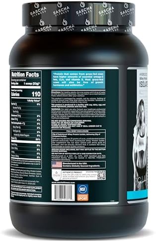 SASCHA FITNESS Hydrolyzed Whey Protein Isolate,100% Grass-Fed (2 Pounds, Coconut) - Image 4