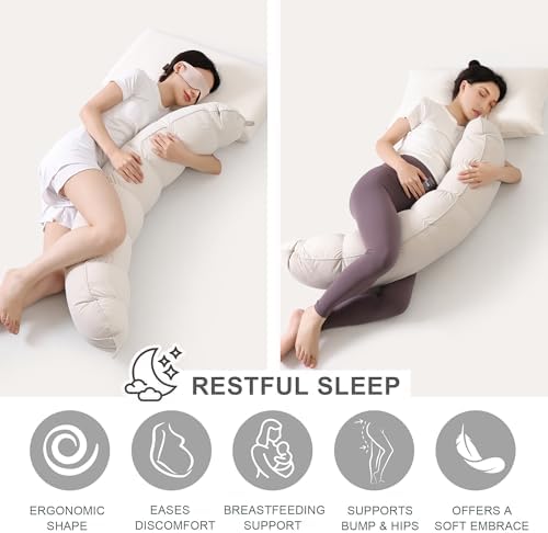 Peallow(Pat. Pend) – Long Round Body Pillow for Adults, Bolster Pillow for Sleeping, Soft and Supportive Pillow for Sleeping & Lumbar Support (Misty White,47") - Image 5