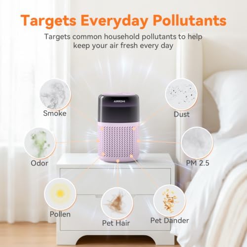 AIRROMI HEPA Air Purifier for Bedroom&Home,Pet Air Purifier for Home Pets,Removes Pet Odor,Cat Litter Smell,Dust,Smoke&Allergies,Quiet Room Air Purifier with Scents,360°Air Cleaner,A2005 Purple - Image 4