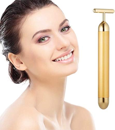 Beauty Bar 24k Golden Pulse Facial Massager, T-Shape Electric Sign Face Massage Tools for Sensitive Skin Face Pull Tight Firming Lift by DANGSHAN