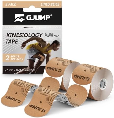 Kinesiology Tape, 40 Count Precut Strips 2 Rolls Original Cotton Tape by GJUMP
