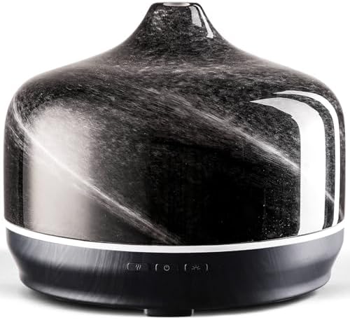 Porseme 500ml Glass Essential Oil Diffuser Aromatherapy Ultrasonic Cool Mist Humidifier 15-21 Running Hours Waterless Auto-Off Air Diffusers for Sleeping Yoga Working Spa(Obsidian) by Porseme