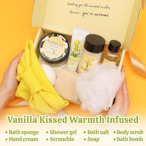 BFFLOVE Spa Gift Box for Women 9pcs Vanilla Bath Set for Her Birthday, Christmas Gifts for Mom, Wife, Girlfriend - Image 2