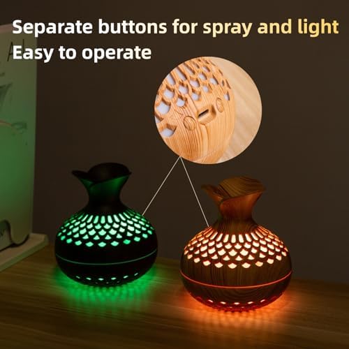 Colorful Cool Mini Humidifier, Flower Shape USB Personal Desktop Humidifier for Car, Office Room, Bedroom,etc. 2 Mist Modes, 7 colors,Super Quiet (Lightwood) - Image 4