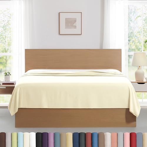 2-Pack Full Size Flat Sheets Only 80x94 Microfiber Flat Bed Sheets Cream by SouthshoreFineLivingInc