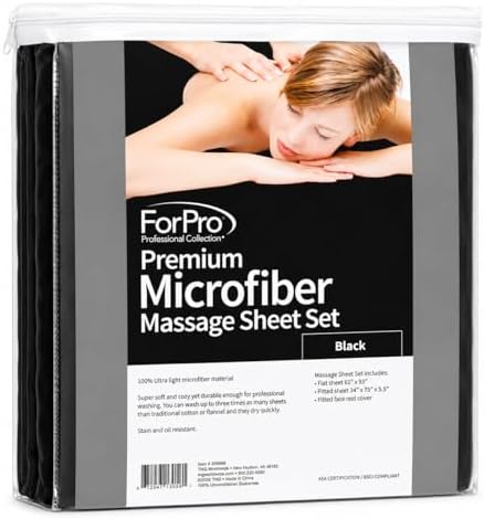 ForPro Premium Microfiber 3-Piece Massage Sheet Set, Black - Image 3
