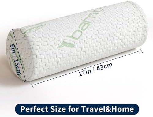 Neck Roll Pillow for Neck Pain Relief - High Resilience Foam Round Bolster Pillow for Cervical Support with Removable Washable Cover for Sleeping, Travel Legs Back Yoga (17X6 inch) - Image 2