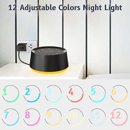 Brown Noise Sound Machine with 30 Soothing Sounds 12 Colors Night Light White Noise Machine for Adults Baby Kids Sleep Machines Memory Function 36 Volume Levels 5 Timers for Home Office Travel - Image 4