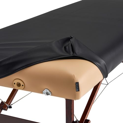 Master Massage Rectangular Universal Fabric Fitted PU Vinyl Leather Ultra-Durable Massage Table Protection Cover-Replacement Cover Protector Black - Image 6