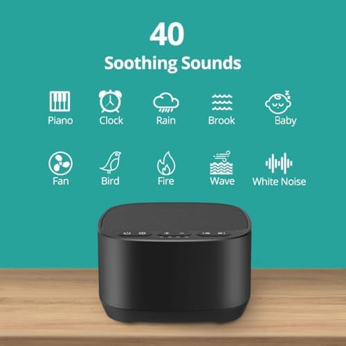 Magicteam Sleep Sound White Noise Machine with 40 Natural Soothing Sounds and Memory Function 32 Levels of Volume Powered by AC or USB and Sleep Timer Sound Therapy for Baby Kids Adults (B-Black) - Image 2
