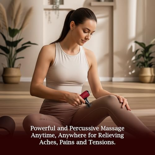 BOB AND BRAD Q2 Mini Massage Gun for Women - Portable Muscle Pain Relief, Powerful Deep Tissue Percussion Massager, Ultra Quiet Handheld Massager, Designed for Travel - Red - Image 6