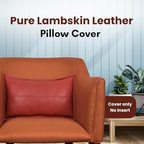 LL LEATHER LOVERS 100% Lambskin Leather Pillow Cover - Sofa Cushion Case - Decorative Throw Covers for Living Room & Bedroom, Red Box Pack of 2-14X22 Inch - Image 3