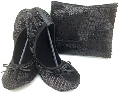 Shoes 18 Women's Foldable Portable Travel Ballet Flat Shoes w/Matching Carrying Case by Shoes8teen