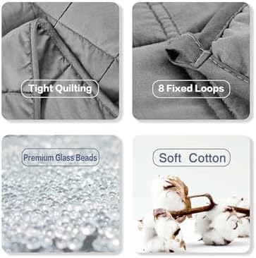 RJOP Weighted Blanket for Adults Queen Size (60x80, 20lbs), Soft Cotton with Premium Glass Beads for Bedding, Couch & Napping All Season (60''x80'' 20lbs | Grey) - Image 6