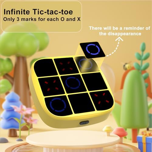 Tic-Tac-Toe Bolt Game, 4-in-1 Handheld Puzzle Games Console, Electronic Tic-Tac-Toe Game for Educational and Memory Growth, Portable Travel Games for Car Ride, Board Games for Kids and Adults (Yellow) - Image 5