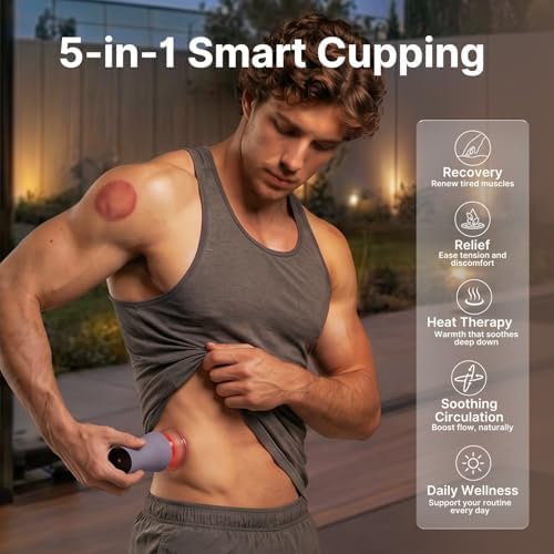 ZDEER Cupping Set, Electric Cupping Kit for Massage Therapy, Lymphatic Drainage Massager with Heat, 6 Levels for Muscle Relaxation, 4 Cups + 2 * 10ml Essential Oil - Image 3