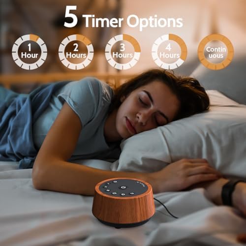 Color Noise Sleep White Noise Sound Machines 25 Soothing Sounds 32 Volume Levels 5 Timers and 4 Sound Categories Memory Function for Everyone, WOOD - Image 4
