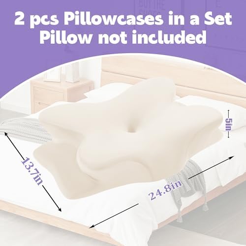 BALAPET 2 Pcs Velvet Cervical Neck Pillow Case, Soft Elasticity Pillowcase for Ergonomic Cervical Neck Pillow,Fuzzy Warm Flannel Pillow Cases with Zipper, Cover Only(White) - Image 2