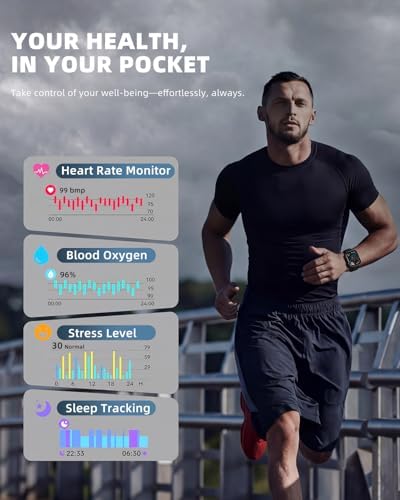 Smart Watch for Women Men, Fitness and Sleep Trackers with 1.83" HD Touchscreen, Bluetooth Calling Smartwatch for Android/iOS, IP67 Waterproof Multi-Sport Modes Pedometer, Jet Black - Image 2