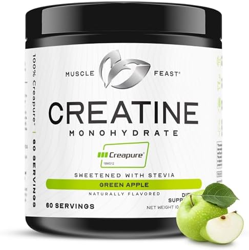 Muscle Feast Creapure Creatine Monohydrate Powder, Green Apple (300g) by MuscleFeast