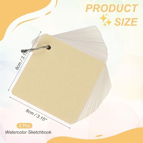 PATIKIL Mini Watercolor Sketchbook, 3.15 x 3.15 55 Sheets/110 Pages Portable Square Travel Watercolor Notebook 230GSM (107lb) Detachable Painting Sketch Book Art Sketchbook, Khaki - Image 2