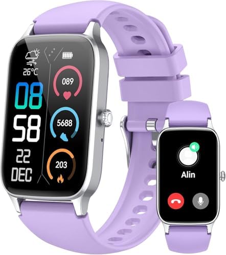 Smart Watch for Men Women, 1.57" Smartwatch (Answer/Make Call) , Fitness Tracker with 110+ Sport Modes, Heart Rate/Sleep Monitor, IP68 Waterproof, Bluetooth Calls, Smartwatches for Android iOS Purple by Jugeman