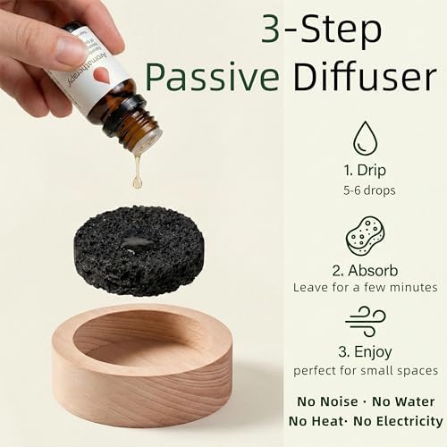CUIYAKI 2Pcs Essential Oil Diffuser for Desk Office, Passive Lava Rock Diffuser for Aromatherapy, Small Personal Air Freshener for Nightstand, Safe for Sauna & Spa - Image 2
