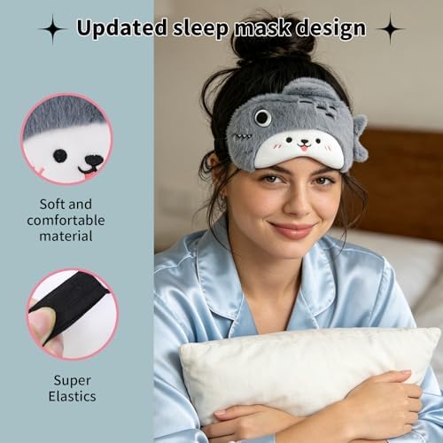 PERFECTSIGHT Sleep Eye Masks, Cute Sleep Eye Cover Lightweight Adjustable Eyeshade Mask Cover for Women Men Sleep Travel Nap, Gray Fish - Image 4