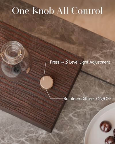 Waterless Oil Diffuser with Wood Base, Tempered Glass Bulb, 3 Color Light - Image 5