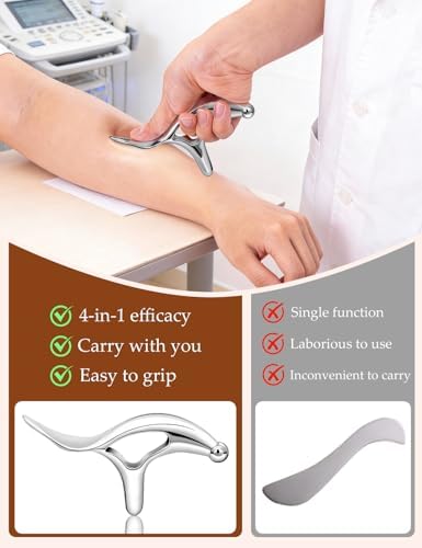 ideayard Stainless Steel Massage Tool for Trigger Point & Deep Tissue, Professional Gua Sha Scraper, Muscle Scraper for Neck, Back, Full Body Pain Relief, Thumb Saver Acupressure Tool - Image 4