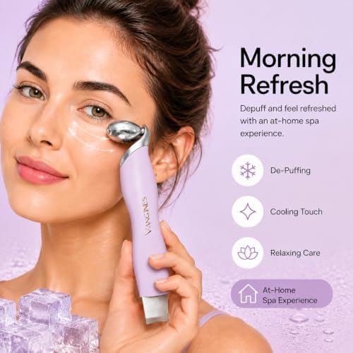 Ice Roller for Face & Eyes, Cooling Facial Roller with Blackhead Remover & 2 Silicone Brushes, Stainless Steel Face Roller for Puffiness, Pores & Deep Cleansing (Purple) - Image 2