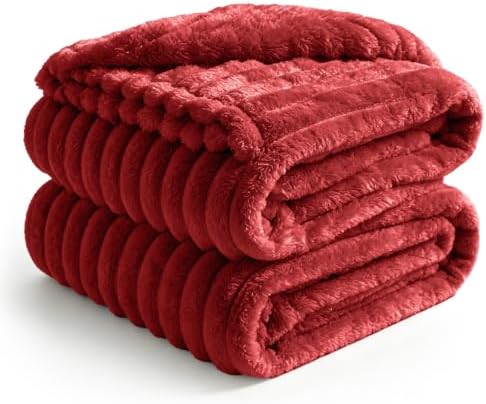 BEDELITE Ribbed Full Size Blanket for Bed, Burgundy, 84"x90" by BEDELITE