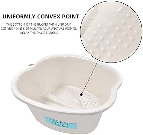 Ownest Foot Bath Spa,Water Spa and Foot Massage, Sturdy Plastic Foot Basin for Soaking Foot,Toe Nails, and Ankles,Pedicure,Portable Foot Tub-White - Image 3