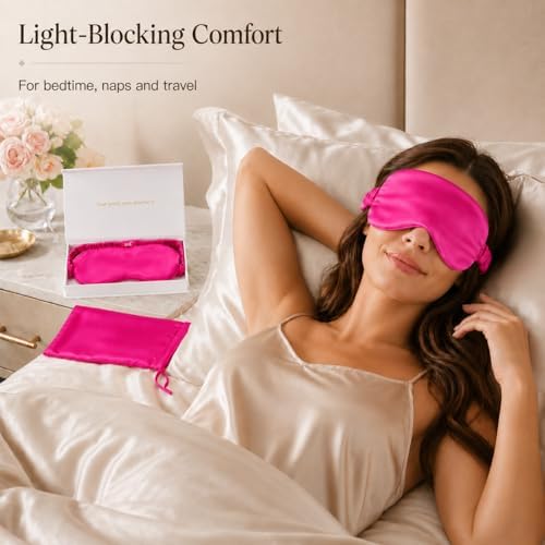 Silk Sleep Mask Light Blocking Luxury 100% Mulberry 19mm Silk Eye Mask Eye Cover Blindfold Ultra Soft Light & Comfy Anti Aging Skin Care with Travel Bag Gift Package - Image 6