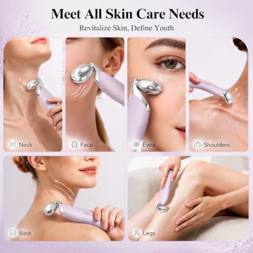 Ice Roller for Face & Eyes, Cooling Facial Roller with Blackhead Remover & 2 Silicone Brushes, Stainless Steel Face Roller for Puffiness, Pores & Deep Cleansing (Purple) - Image 5